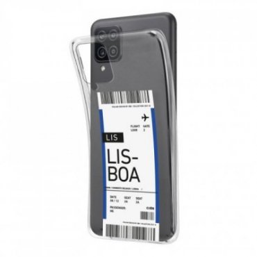 Cover morbida trasparente con texture di biglietto aereo per Samsung Galaxy A12/M12