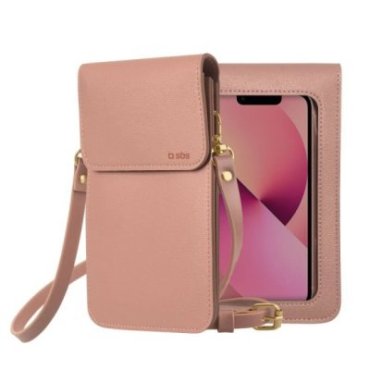 Cross-body bag with touch window and front pocket, universal size for smartphones up to 6,7".