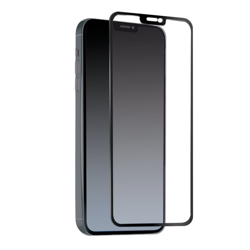 Protecteur d'écran en verre trempé pour iPhone 12 Pro Max, bord noir