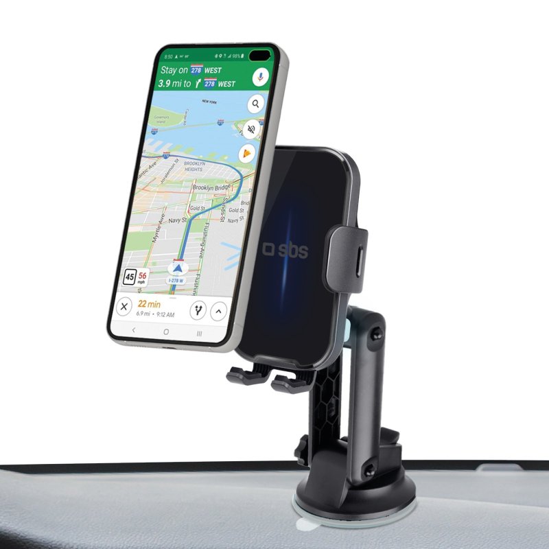Windscreen and dashboard car mount with 15W wireless charging