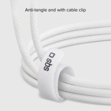 USB-C - USB-C fabric cable with cable clip, 1.5 m