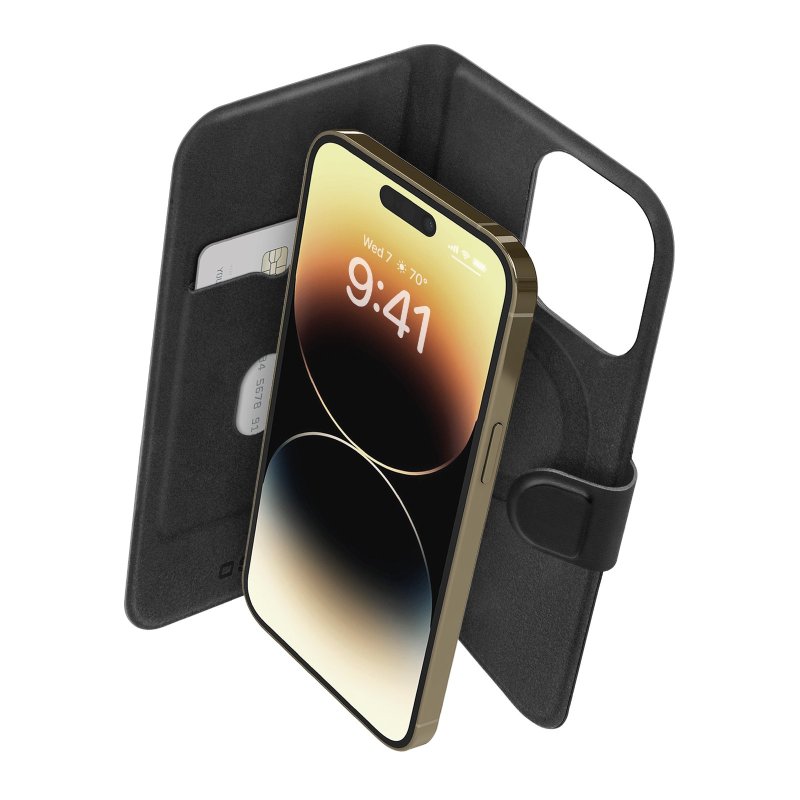 Coque avec porte-cartes compatible MagSafe iPhone 14 Pro noire
