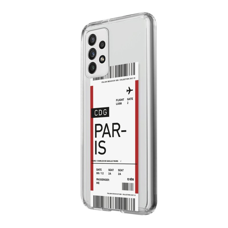 Transparent soft cover with airline ticket texture for Samsung Galaxy A72