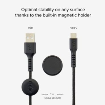 USB to USB-C cable with magnetic holder