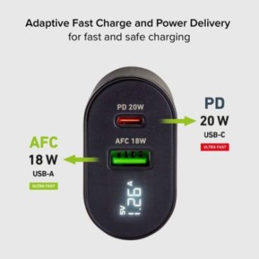 20W Battery Charger - charge with Power Delivery and LCD screen