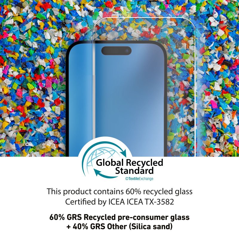 Eco-friendly screen protector made of recycled materials for iPhone 15 Plus