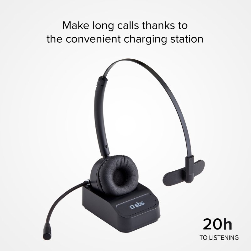 Wireless Mono Headset with charging base