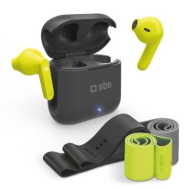 Kit with TWS wireless earphones and elastic bands