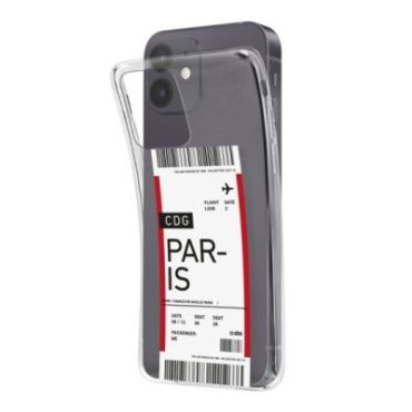 Cover morbida trasparente con texture di biglietto aereo per iPhone 12/12 Pro