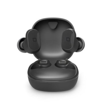 IPX4 water-resistant TWS earphones with touch controls, a charging case and voice assistant features, supplied with a charging c