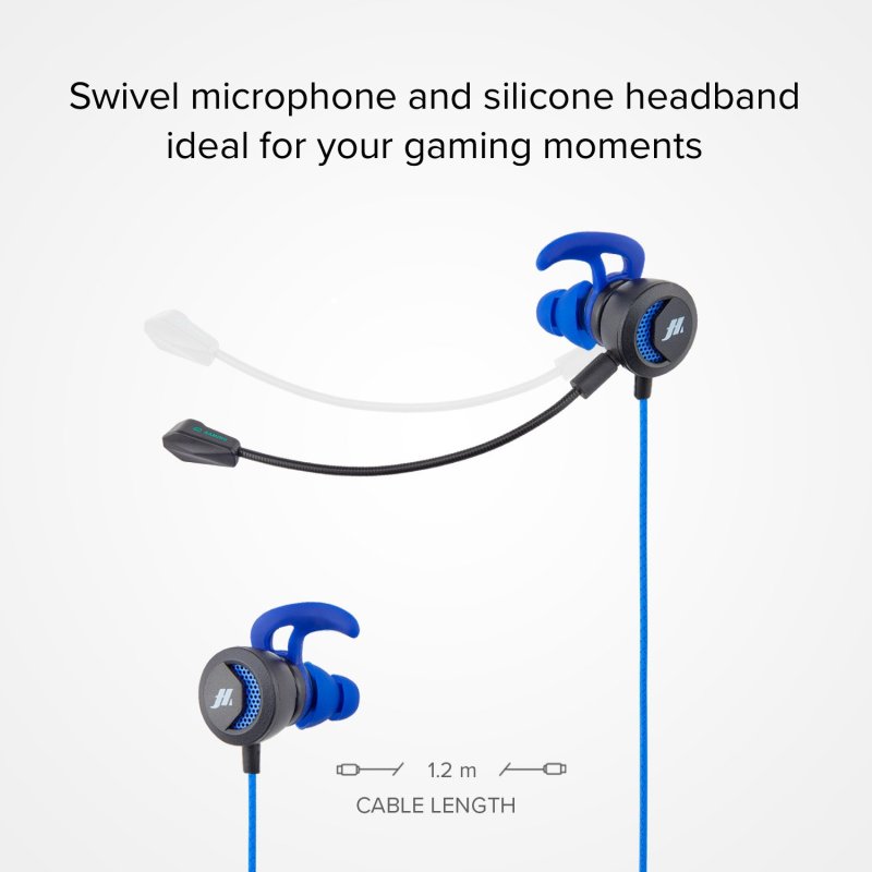 Wired gaming earphones with hooks and detachable microphone